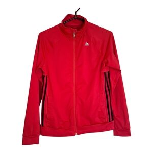 ​Adidas Climalite Fuchsia Pink Track Jacket Womens Small Black 3-Stripe Full Zip